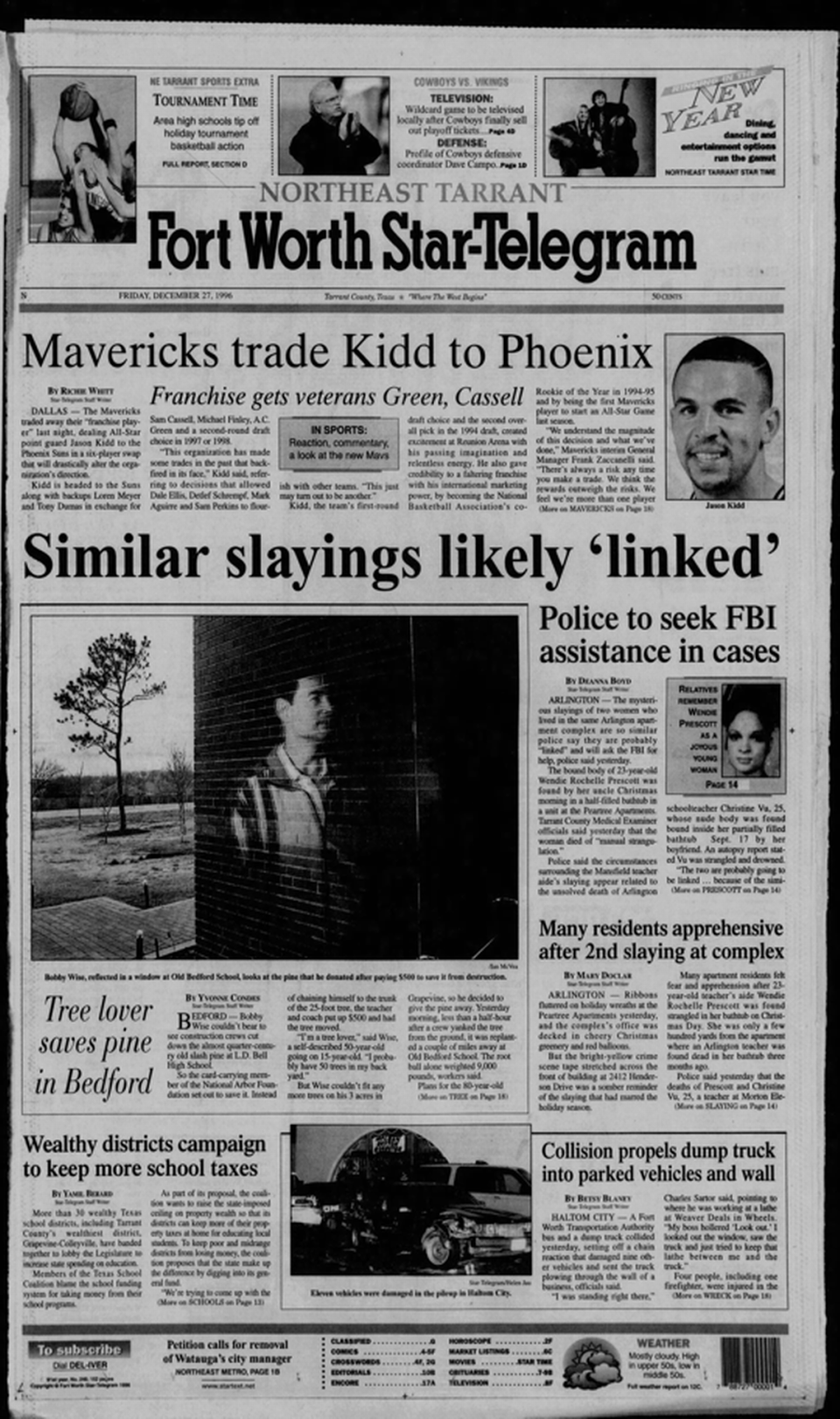 The front page of the Fort Worth Star-Telegram on Dec. 27, 1996.