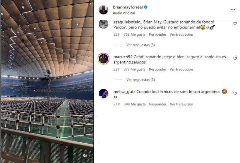 La publicación rápidamente se llenó de comentarios (Foto: Captura Instagram/@brianmayforreal)