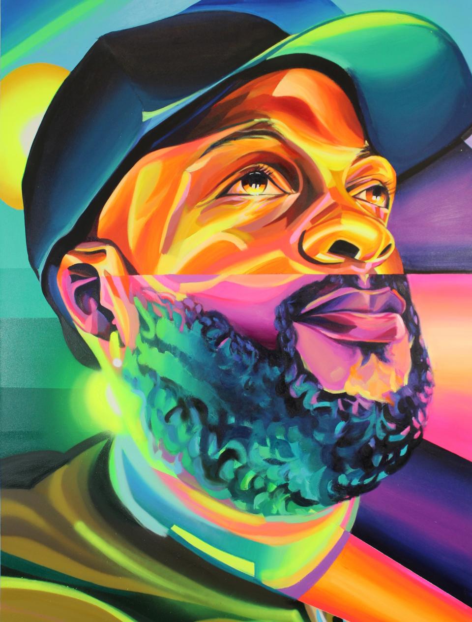 South Bend artist Alex Ann Allen painted this portrait of Khalin Diggins in the "Around the Bend" exhibit at the South Bend Museum of Art.