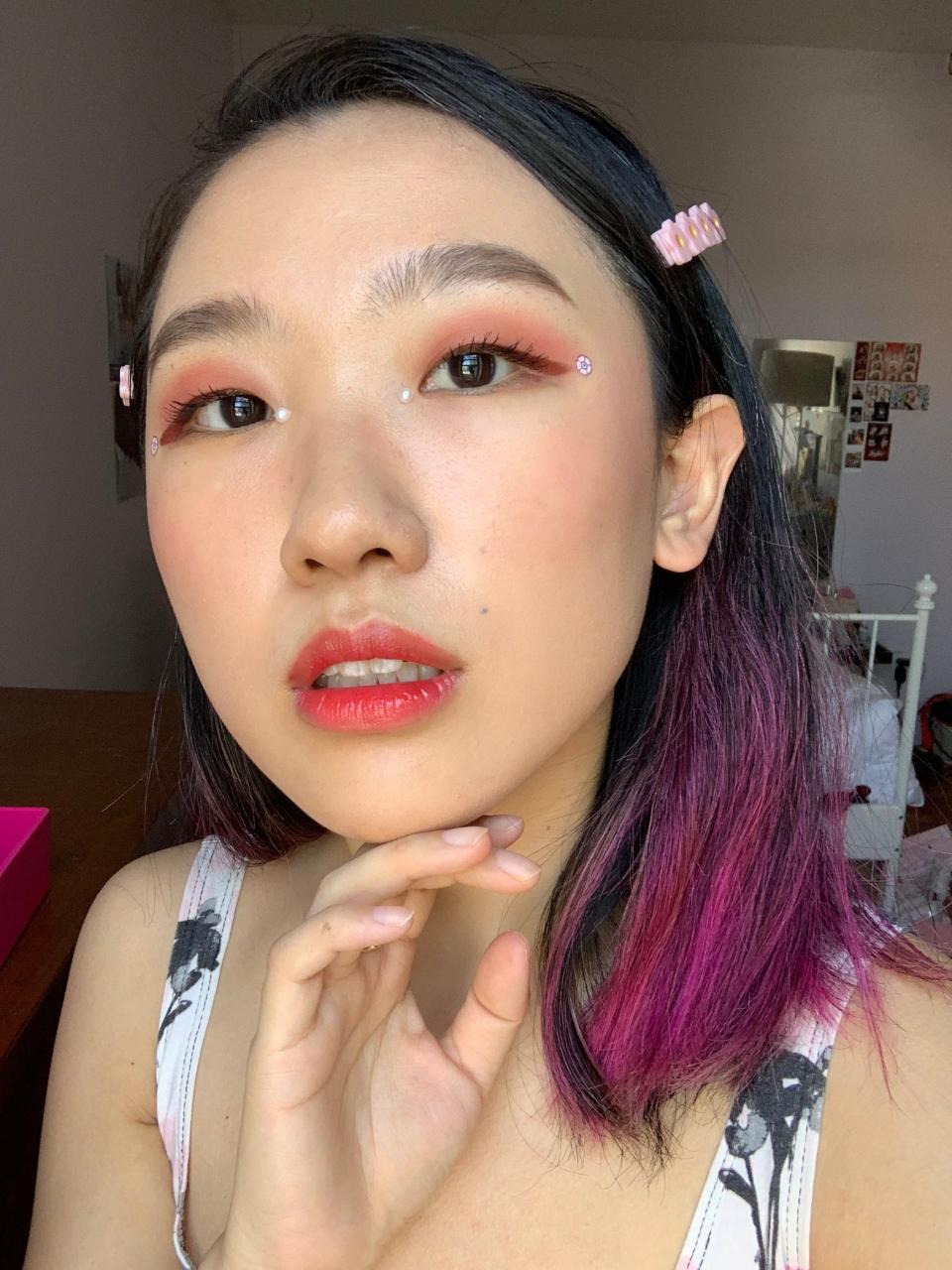 Senior commerce writer Sarah Han wears the shade Rose Nuit.