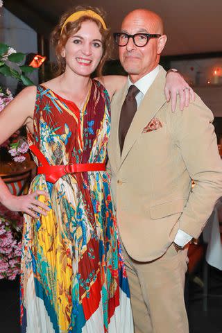 <p>Dave Benett/Getty</p> Felicity Blunt and Stanley Tucci in 2023.