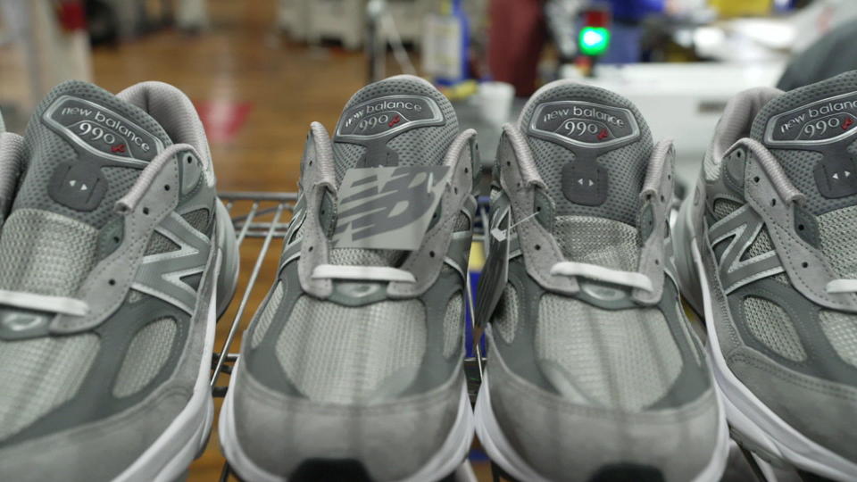 New Balance has manufactured its 990s at its Lawrence, Mass., factory since 1982.  / Credit: CBS News