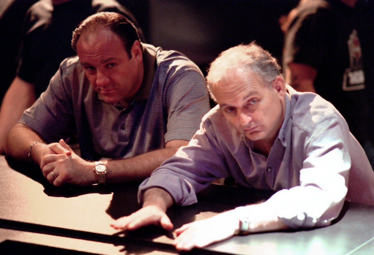 James Gandolfini and David Chase on the set of 'The Sopranos' (Getty Images)