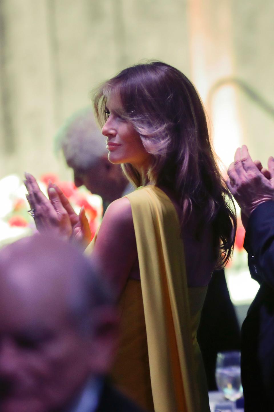 The First Ladies, Melania Trump and Brigitte Macron, brought sophisticated sparkle to the new administration’s first State Dinner.