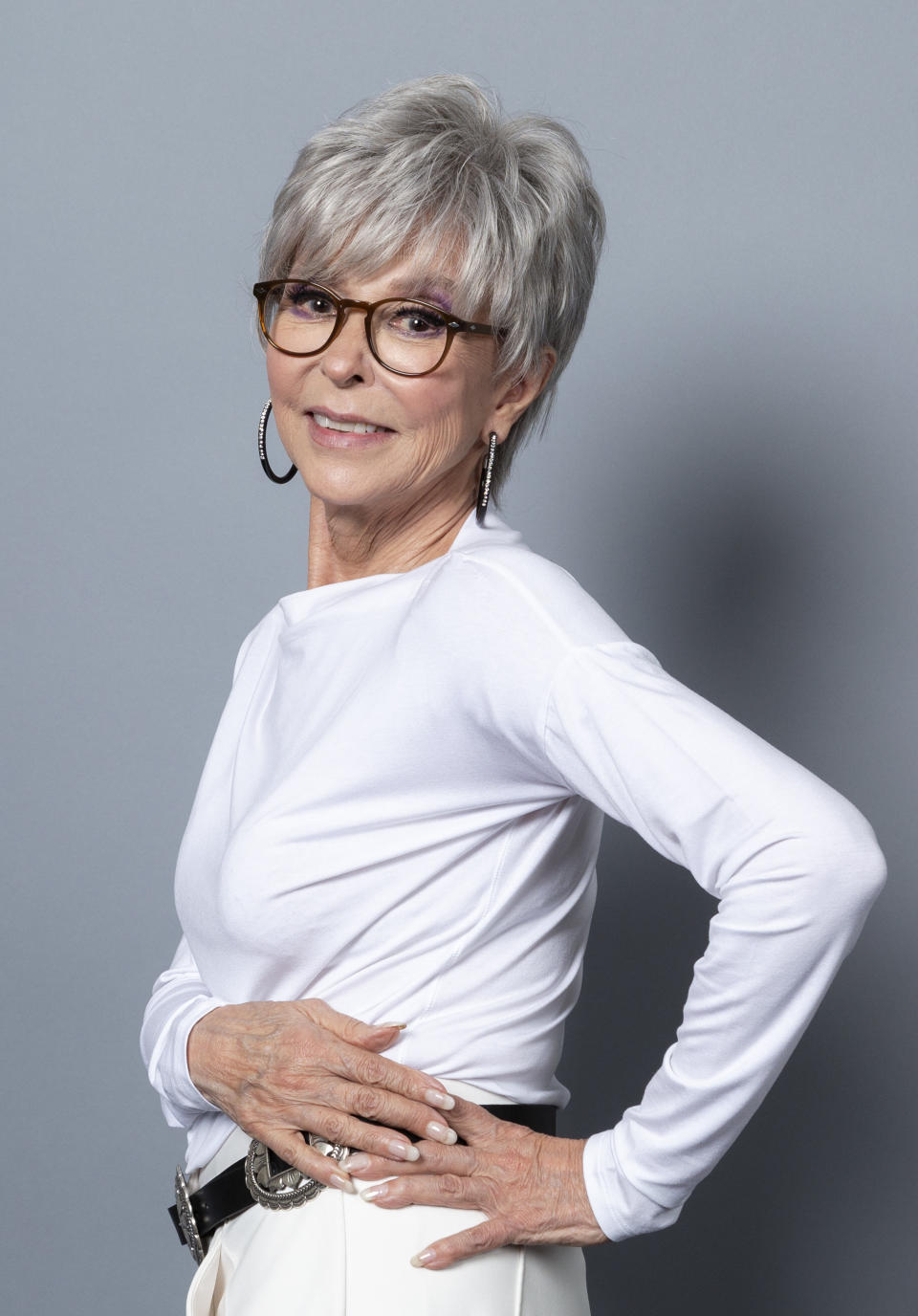 FILE - This July 29, 2018 file photo shows actress Rita Moreno, a cast member of the Netflix series "One Day at a Time" posing for a portrait during the Netflix portrait session at Television Critics Association Summer Press Tour in Beverly Hills, Calif. (Photo by Willy Sanjuan/Invision/AP, File)