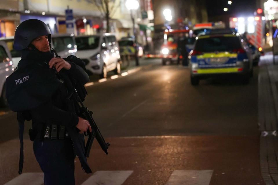 A police officer pictured at the scene of a fatal shooting in Hanau near Frankfurt: REUTERS