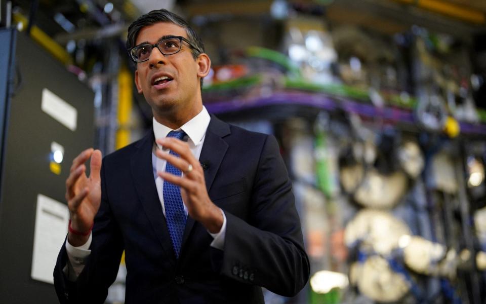 Rishi Sunak during a visit to the UK Atomic Energy Authority in Abingdon, Oxfordshire - Jacob King/PA Wire