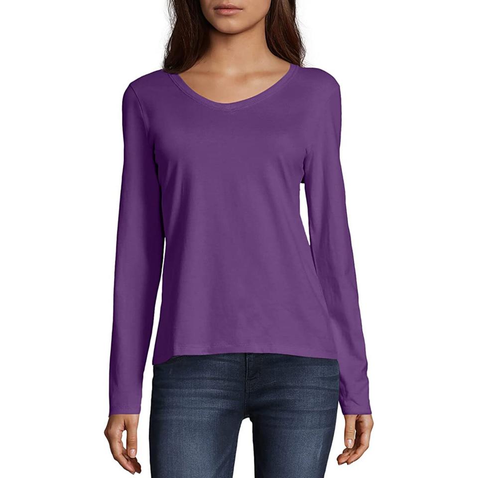 Hanes Women’s Perfect-T Long Sleeve V-neck T-shirt