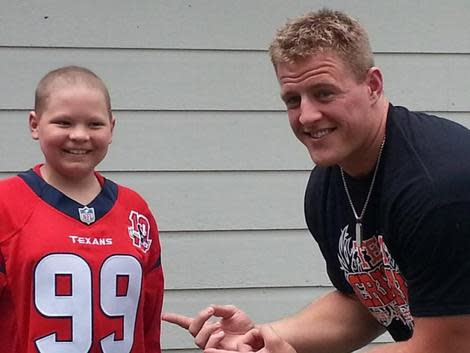 J.J. Watt visits one of his biggest fans, 12-year-old Cristian. 