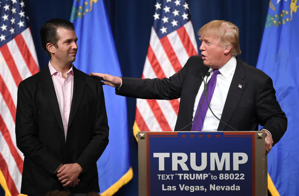 Donald Trump Jr. campaigned for his father in 2016. He’s since said he wants to run for office himself. (Photo: Ethan Miller/Getty Images)