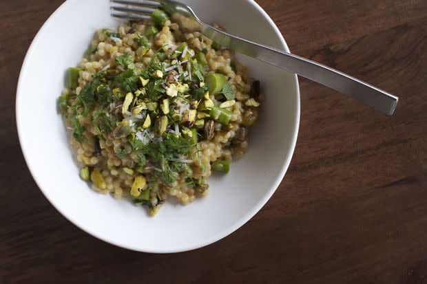 Couscous with Asparagus, Chervil + White Wine