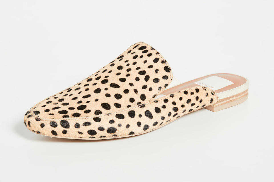 cheetah, flat, mule, shoes, dolce vita