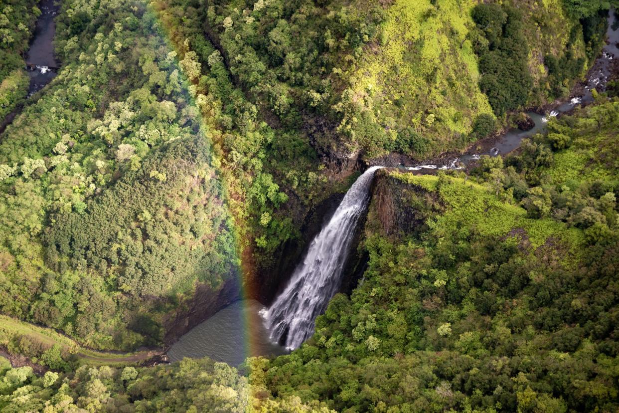 Rainbow over Manawaiopuna Falls, Kauai, Hawaii