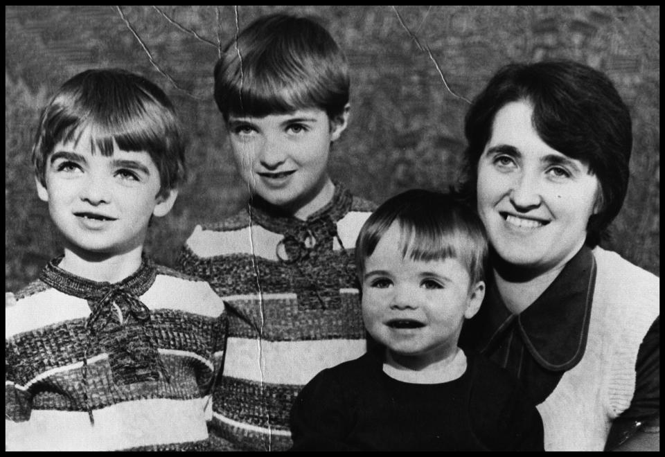 381296 02: Family portrait of the Gallagher family in the mid 1970's from left to right Noel, Paul, Liam and Mum Peggy Gallagher. Noel and Liam Gallagher are both in the British rock band Oasis. (Photo by Dan Callister/Liaison)