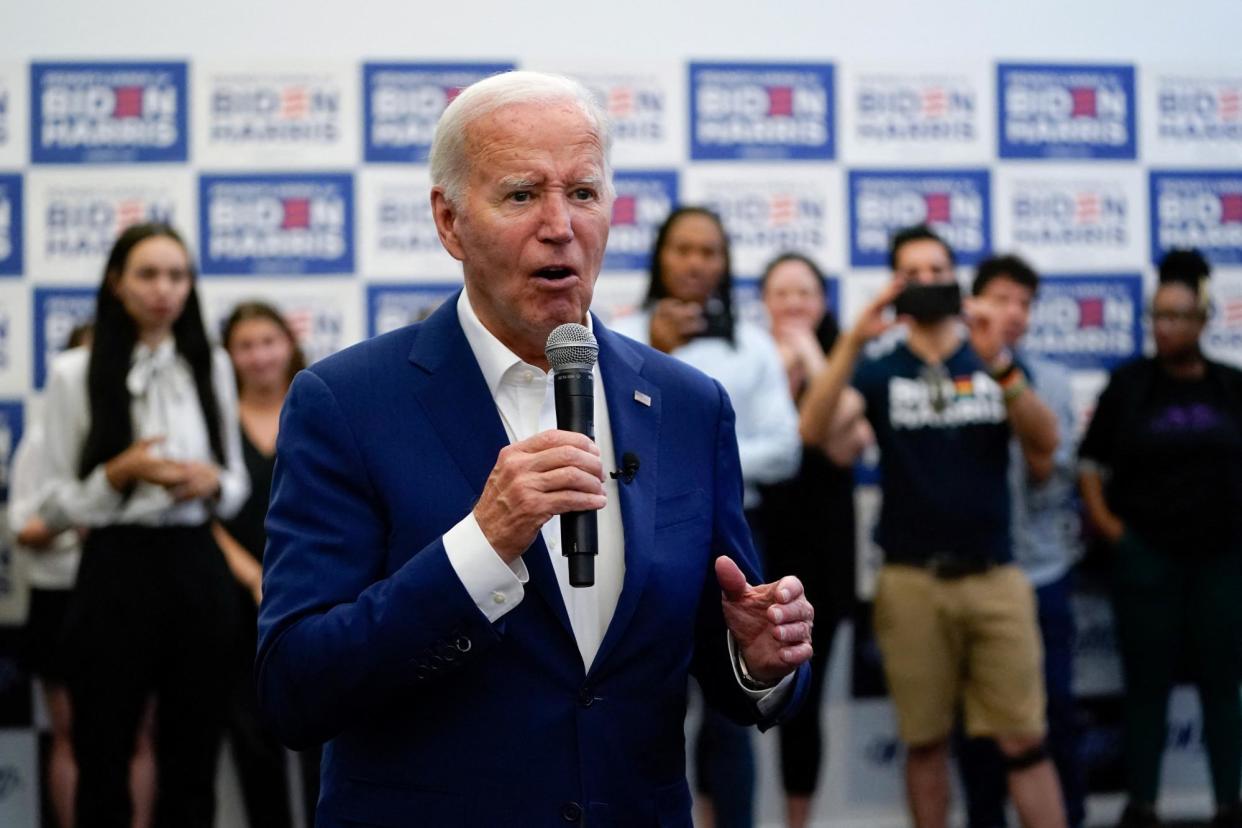 <span>Joe Biden campaigns in Philadelphia on 7 July 2024.</span><span>Photograph: Nathan Howard/Reuters</span>