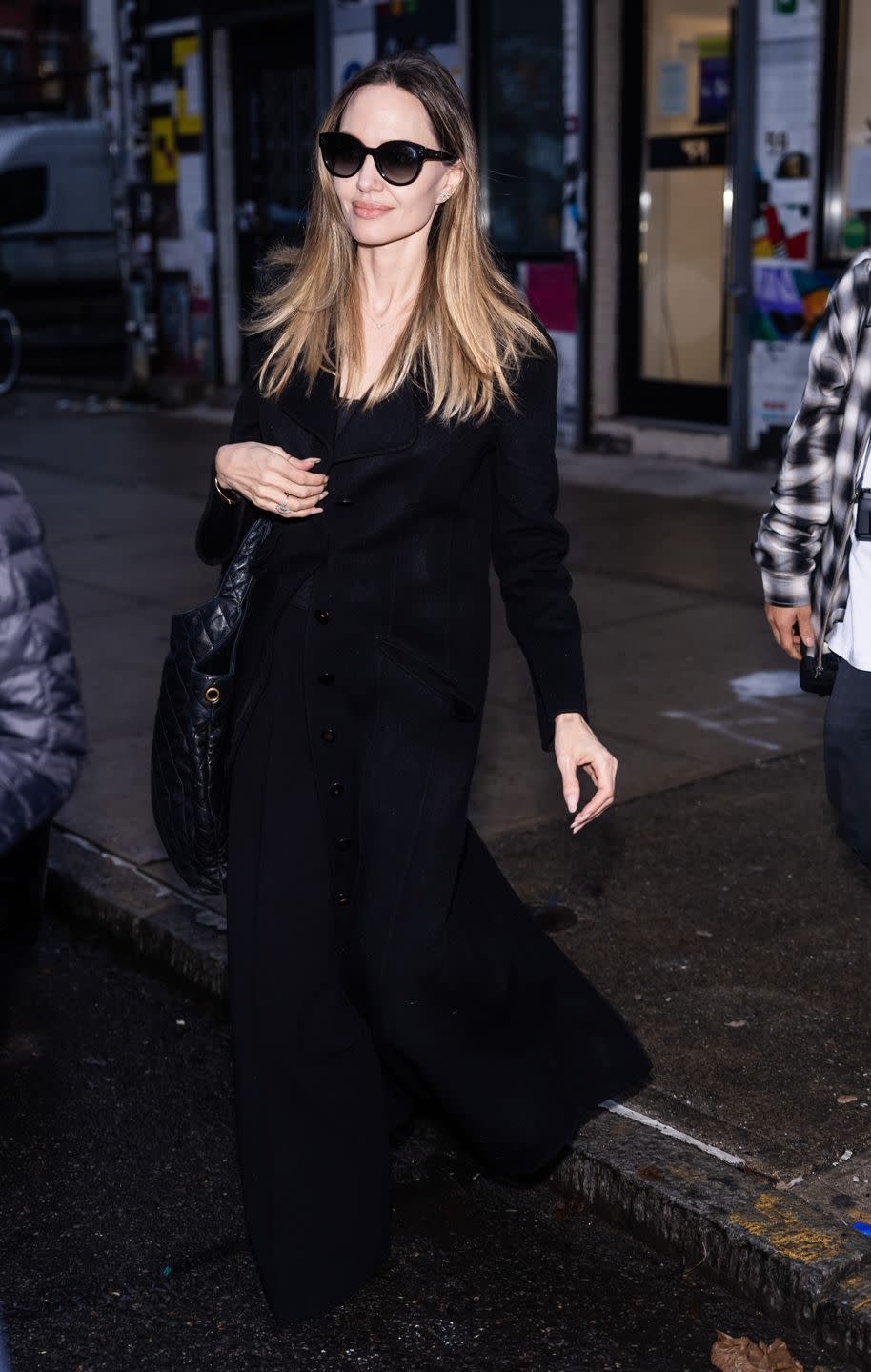 new york, new york december 27 angelina jolie is seen in the east village on december 27, 2023 in new york city photo by gothamgc images