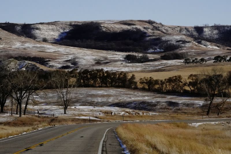 A general view of North Dakota Highway 1804 (ND 1804) as the coronavirus disease (COVID-19) outbreak continues in Hazelton