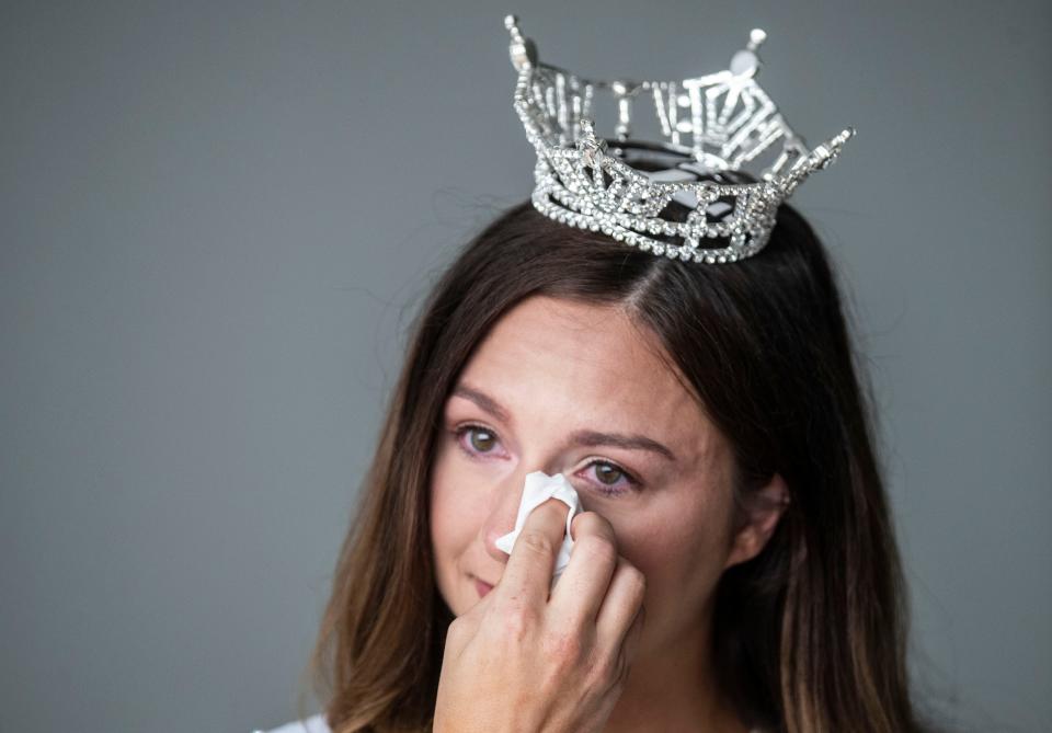 Miss Kentucky 2022 Hannah Edelen wipes away tears while describing her students who wrote about overcoming obstacles and adversities. "I just think about their little sixth grade lives and how, how special they are," said Edelen. "And we just really have no idea what kids go through, in, you know, communities."