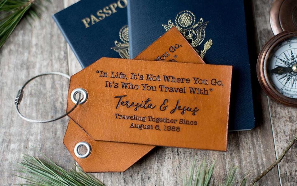 Engraved Leather Luggage Tag