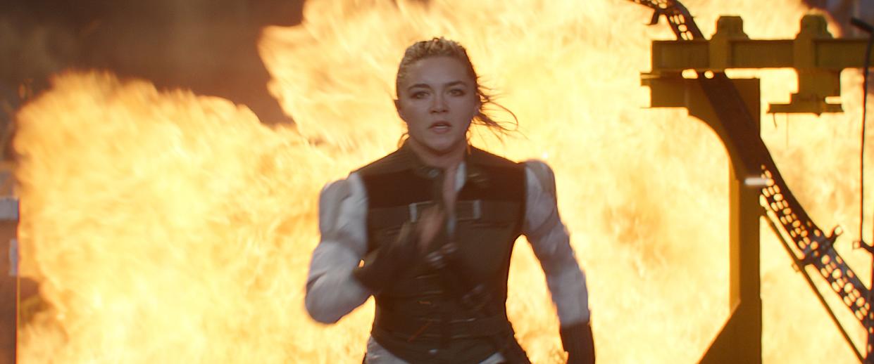 After making her debut in "Black Widow," Yelena Belova (Florence Pugh) appeared in Disney+'s "Hawkeye" and next stars in "Thunderbolts."