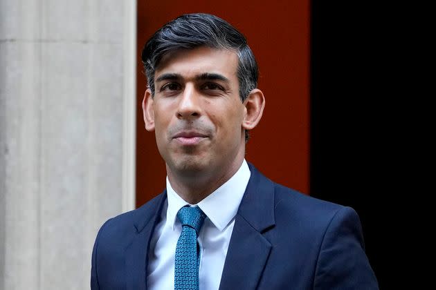 Rishi Sunak leaves 10 Downing Street to attend the weekly session of Prime Ministers Questions in Parliament in London, Wednesday, Nov. 15, 2023. (AP Photo/Kirsty Wigglesworth)