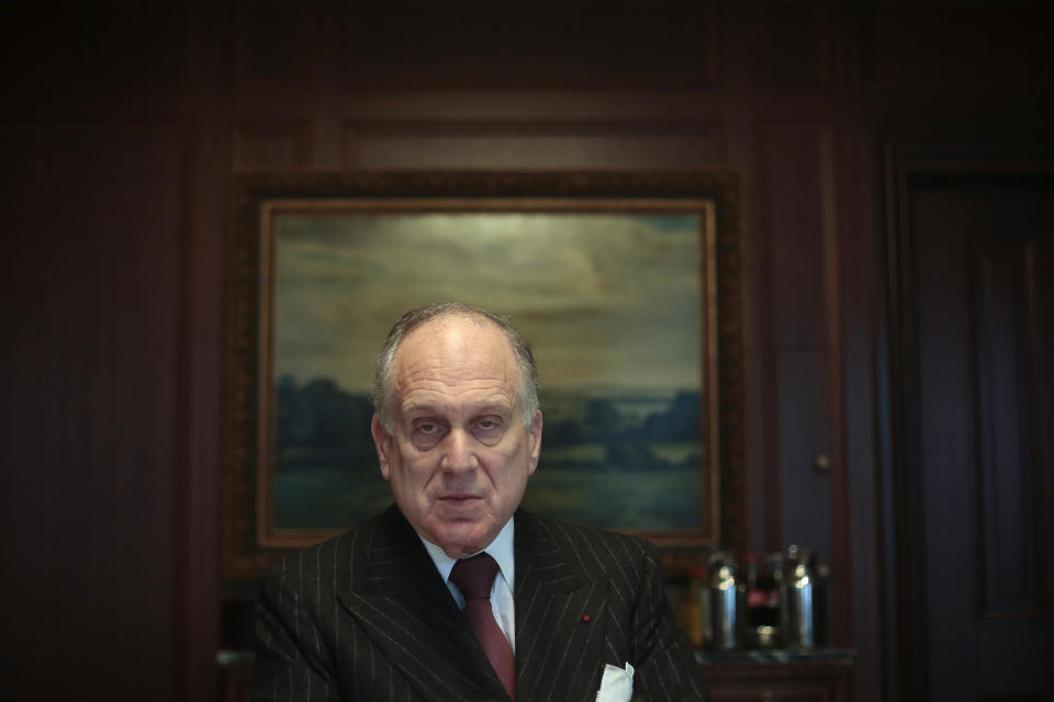 The president of the World Jewish Congress Ronald Lauder listens to questions during an interview with The Associated Press at a hotel in Berlin, Thursday, Jan. 30, 2014. Lauder says Germany must make a stronger effort to identify and return thousands of looted art pieces the Nazis took from the Jews. He told The Associated Press on Thursday that Nazi-looted art still hangs in German museums, government offices and private collections. Lauder says the country’s legislation needs to be changed in order to facilitate its return. (AP Photo/Markus Schreiber)