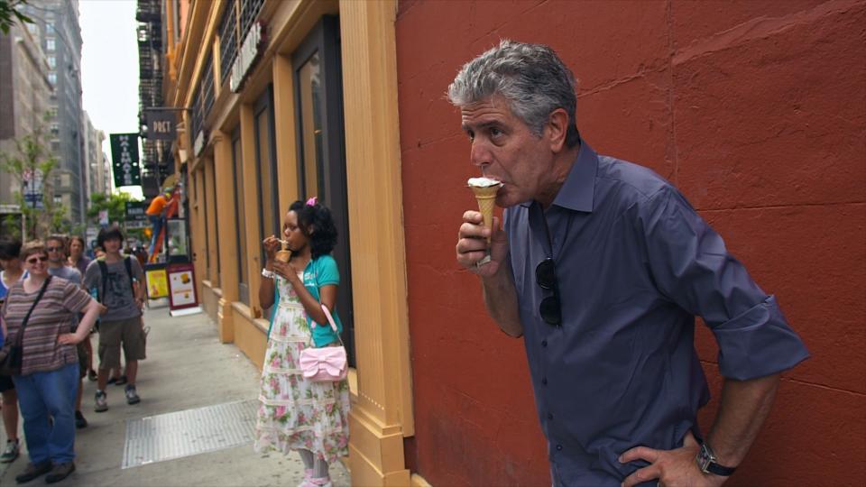 Anthony Bourdain eats ice cream