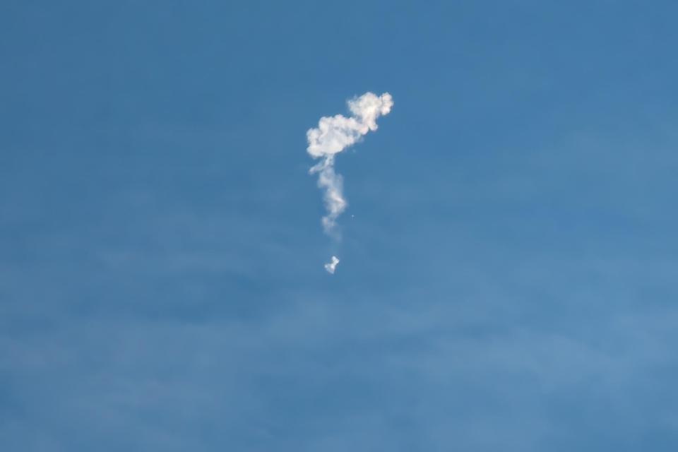 What appears to be the Chinese spy balloon as it was shot down off the the SC coast.