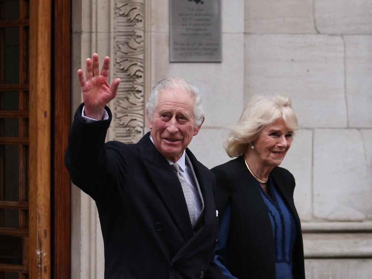 King Charles and Queen Camilla leave the London Clinic on January 29, 2024.