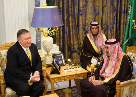 Saudi Arabia's King Salman bin Abdulaziz meets with U.S. Secretary of State Mike Pompeo in Riyadh, Saudi Arabia January 14, 2019. Andrew Caballero-Reynolds/Pool via REUTERS