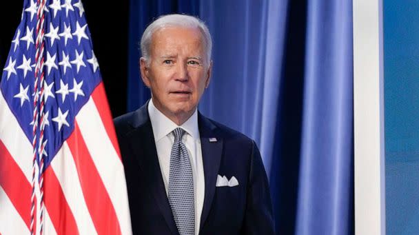 PHOTO: President Joe Biden arrives to speak about the economy in the Eisenhower Executive Office Building on the White House Campus, Jan. 12, 2023, in Washington. (Andrew Harnik/AP)