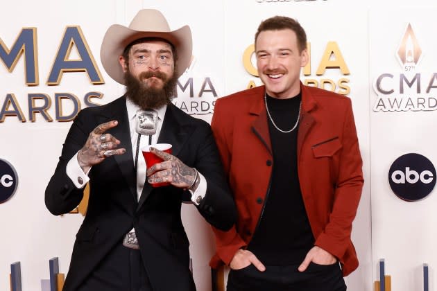 Post Malone and Morgan Wallen have the Number One song this week with the country-pop jam "I Had Some Help." - Credit: Taylor Hill/WireImage