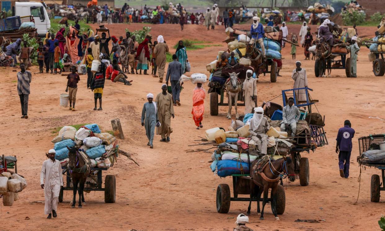 <span>The bombing raids are causing people to flee across the border to Chad.</span><span>Photograph: Zohra Bensemra/Reuters</span>