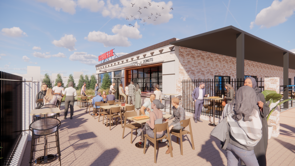 A rendering for Elephant & Co., a new self-serve taproom by Eastern Market Brewing Co., opening in the former Founders Detroit space at 456 Charlotte in 2024.