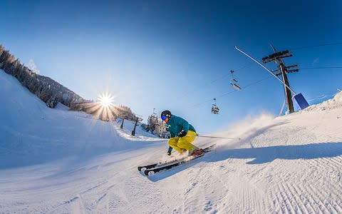 Skier in Pila, Aosta Valley, Italy - Credit: Valle d'Aosta/Mazzoli