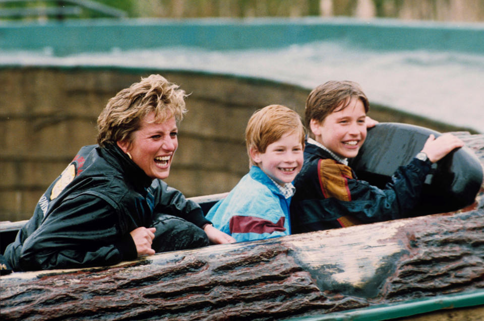 <span><span>Princess Diana and sons Prince William and Prince Harry on a water ride at Thorpe Park with their mother</span><span>Cassidy And Leigh/Shutterstock</span></span>