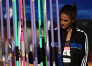 Leryn Franco of Paraguay prepares to compete in the women's javelin throw final during Day 13 of the XVI Pan American Games at Telmex Athletics Stadium on October 27, 2011 in Guadalajara, Mexico. (Photo by Scott Heavey/Getty Images)