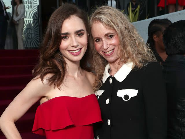 <p>Todd Williamson/Getty</p> Lily Collins and her mom Jill Tavelman attend the Amazon Prime Video premiere of ‘The Last Tycoon’