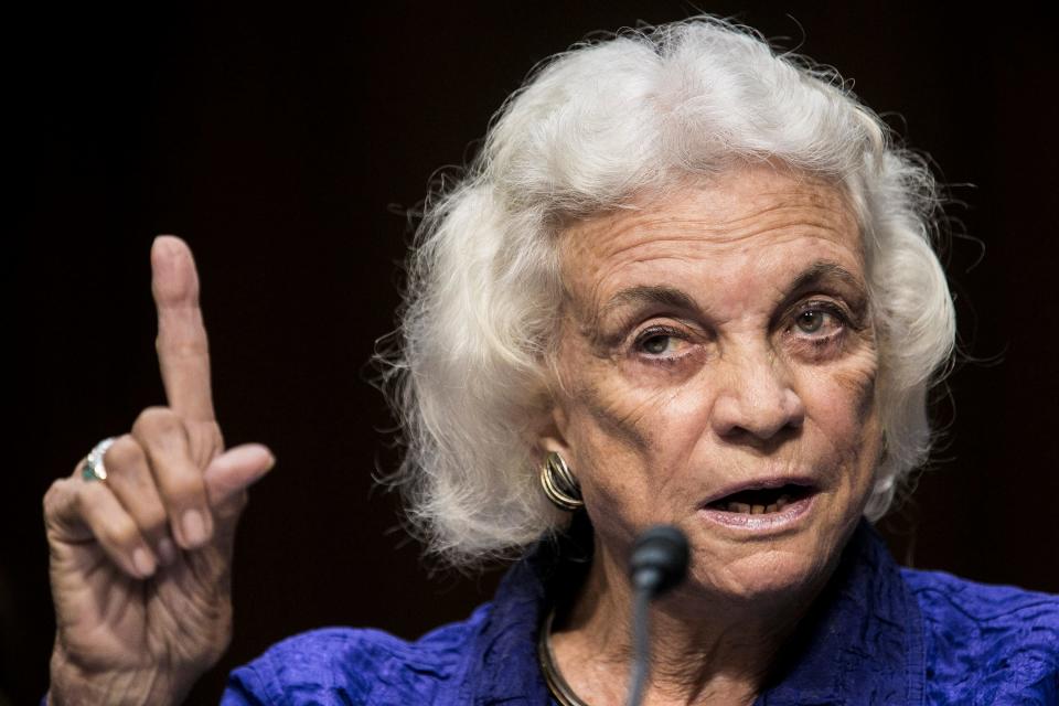 Former Supreme Court Justice Sandra Day O'Connor testifies before the Senate Judiciary Committee on July 25, 2012 in Washington, DC. O'Connor spoke to the necessity for civics education in maintaining an independent judiciary.