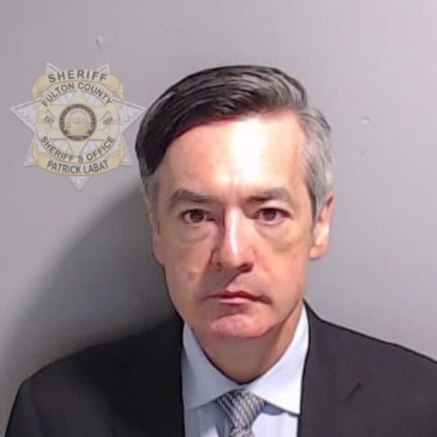 In this handout provided by the Fulton County Sheriff's Office, former Trump lawyer Kenneth Chesebro poses for his booking photo on Aug. 23 in Atlanta, Georgia.