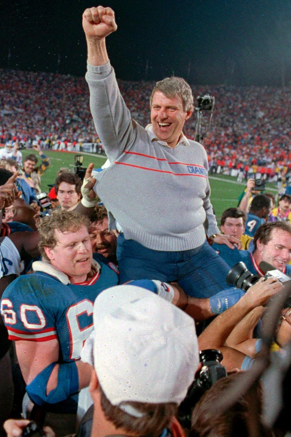 Bill Parcells won the first two Super Bowls in New York Giants history in 1986 (pictured) and 1990.