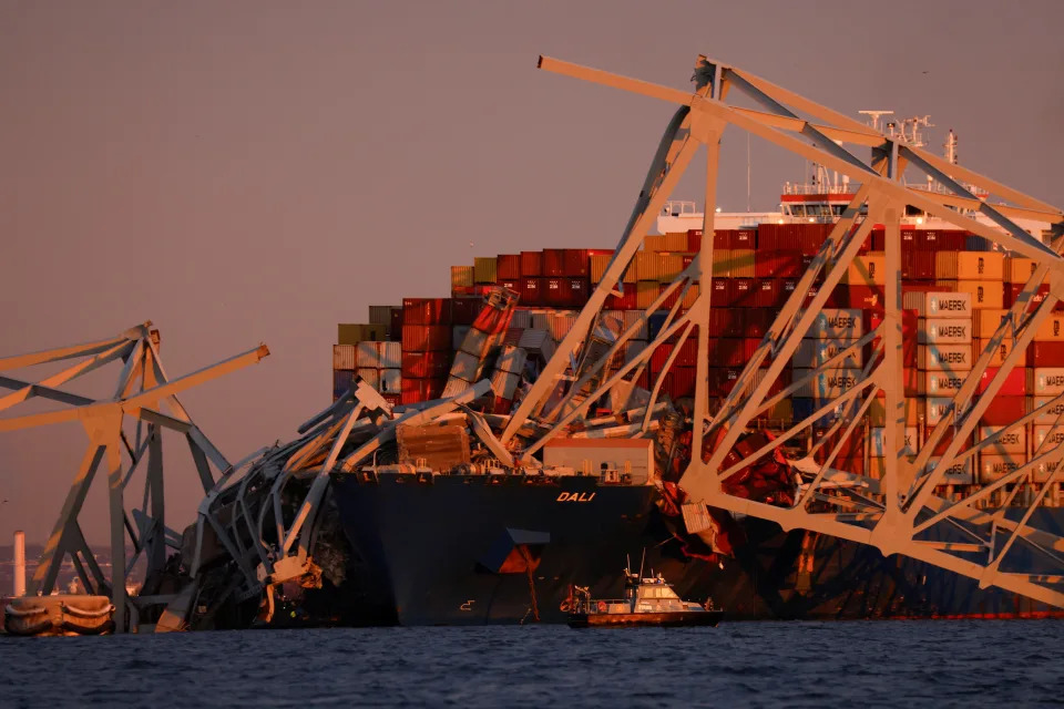 A view of the Dali cargo vessel which crashed into the Francis Scott Key Bridge causing it to collapse in Baltimore (REUTERS)