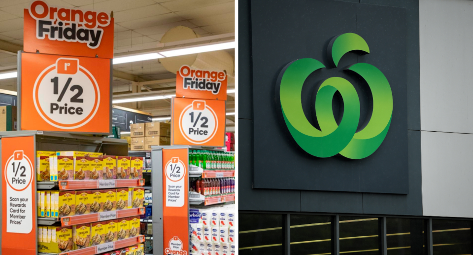 Woolworths Everyday Rewards Orange Friday sale and Woolworths logo.