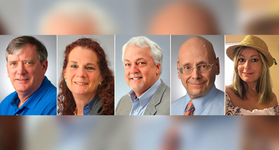 John McNamara, Wendi Winters, Robert Hiaasen, Gerald Fischman and Rebecca Smith died in the alleged attack. Source: AP via AAP