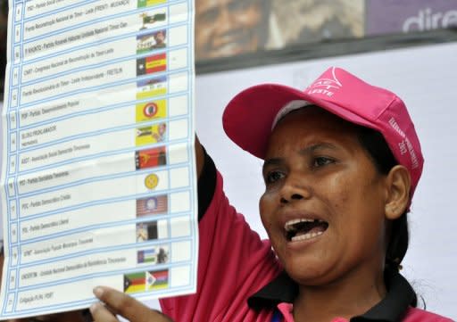 An East Timor parliamentary election official holds up a ballot paper during the counting proces in Dili, on July 7. E.Timor Prime Minister Xanana Gusmao's party looks set to win this weekend's parliamentary elections, according to preliminary results published on Sunday