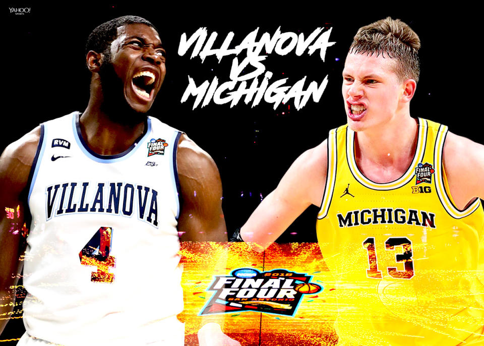 Villanova’s Eric Paschall and Michigan’s Moritz Wagner will square off in the national championship. (Illustration: Lorrie Reyes/Yahoo Sports)