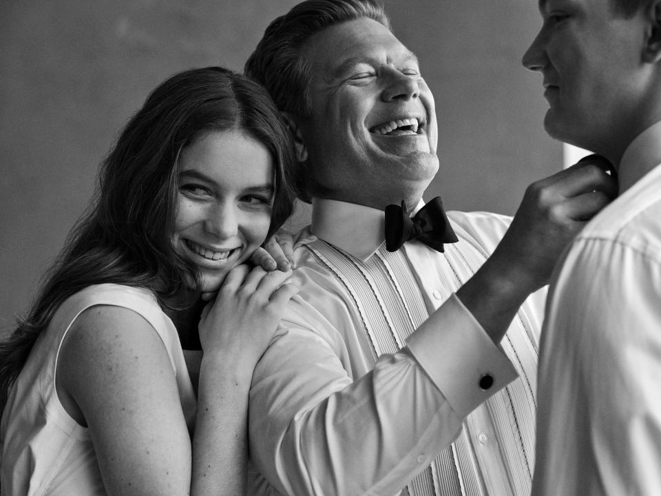 Chef Tyler Florence and his children in Brooks Brothers' Father's Day campaign.