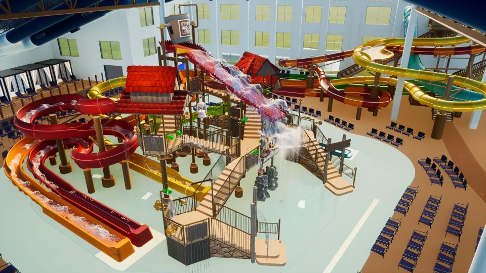 Rendering of Great Wolf Lodge Maryland's "Otter Cave Waterworks"
