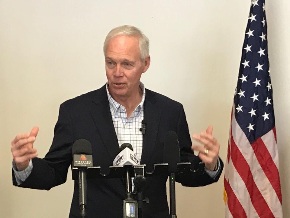 U.S. Sen. Ron Johnson speaking in Milwaukee.