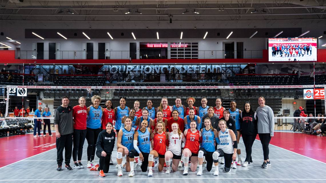 Athletes Unlimited kicked off its exhibition volleyball tour last Saturday at Ohio State. AU visits UK in Memorial Coliseum on Thursday night.